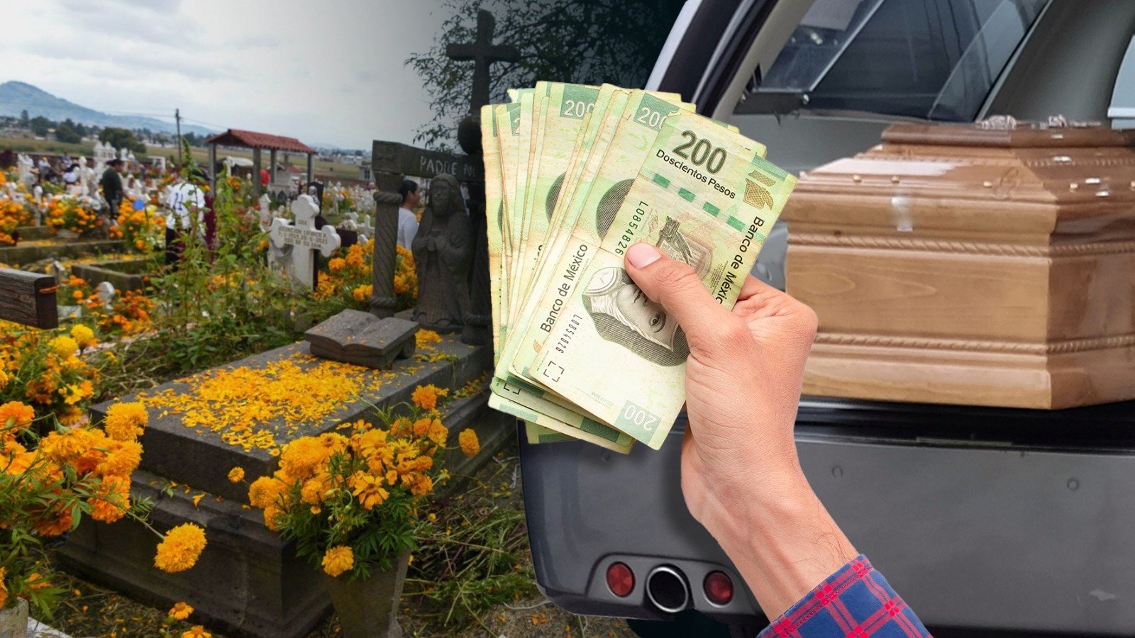 Mujer mostrando dinero que uso para los gastos funerarios